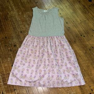 Hanna Andersson purple pineapple print 14-16 gray t-shirt dress